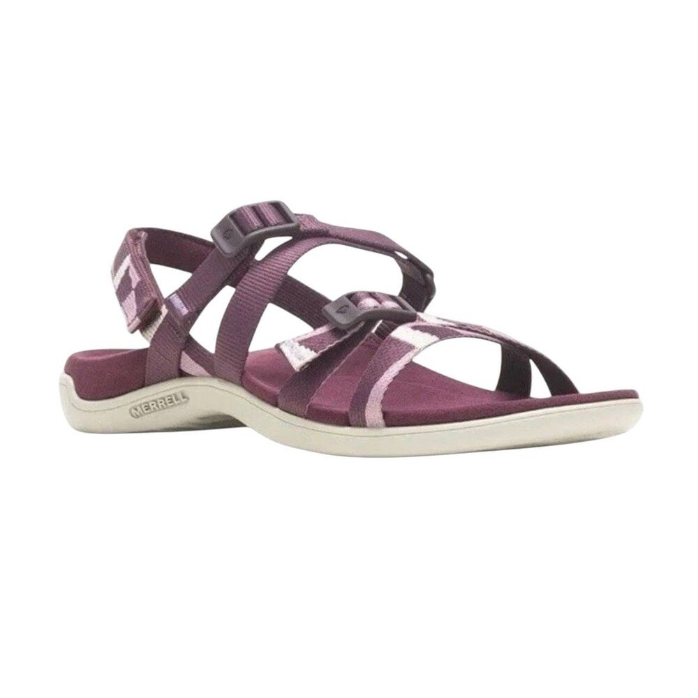 Merrell Womens Size 11 District 3 Burgundy Backstrap Web Sandals Shoes